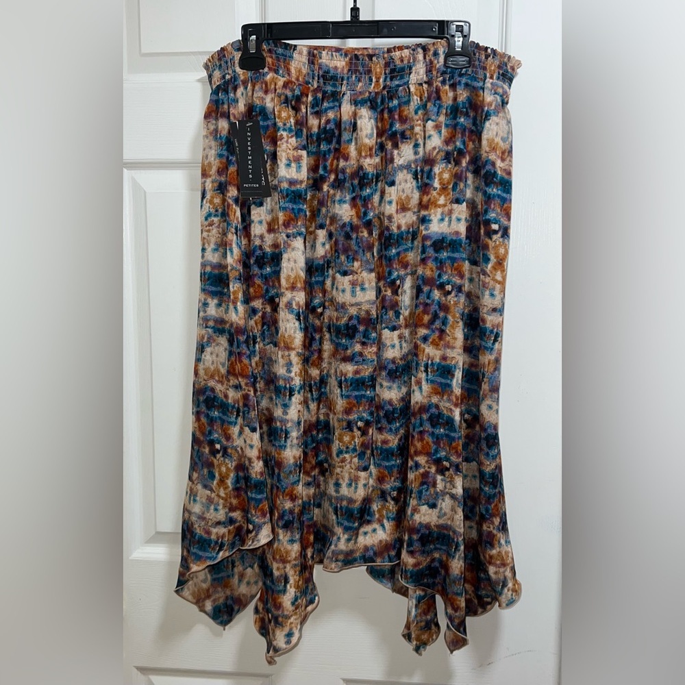 INVESTMENTS PETITES Abstract Print Handkerchief‎ Hem Midi Skirt PXL